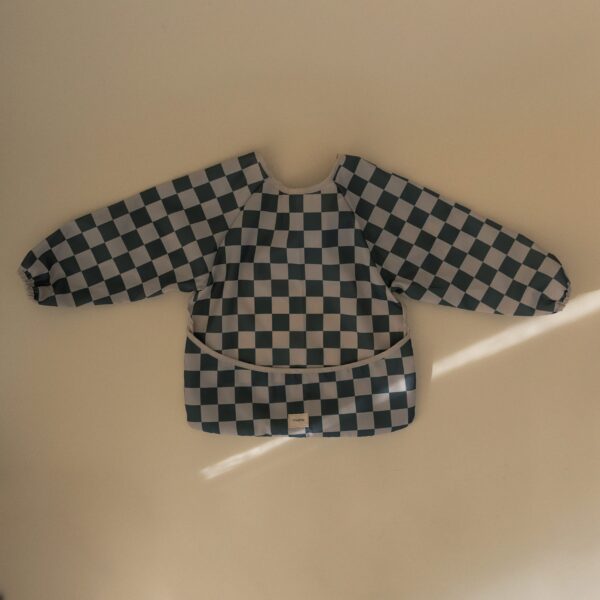 Mushie - Long sleeve bib - Olive check - Afbeelding 2