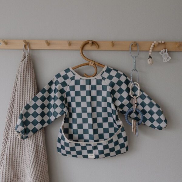 Mushie - Long sleeve bib - Olive check - Afbeelding 4